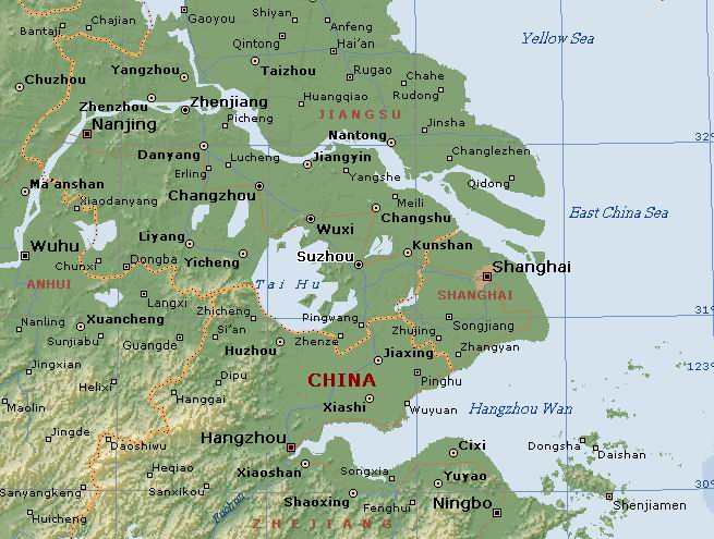 Сучжоу на карте Китая