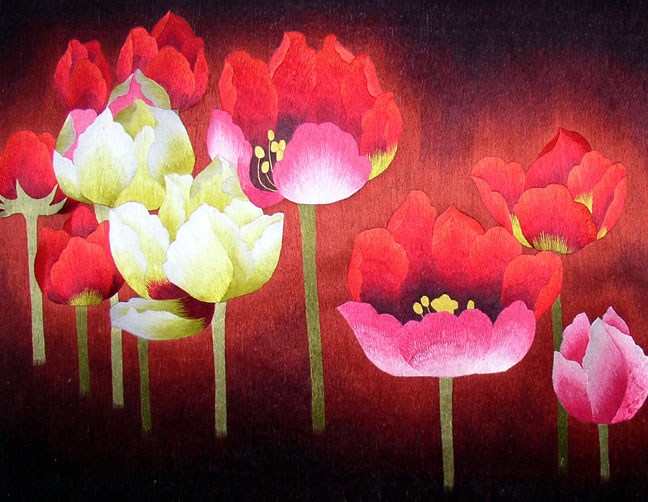 Вышивка стилем Цзянсу в Сучжоу - цветы