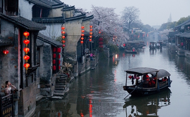 13_сучжоу каналы вечером (Достопримечательность Сучжоу -  канал вечер